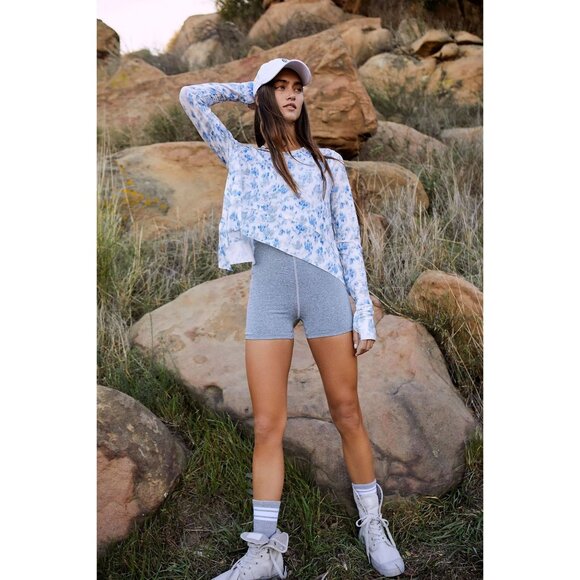 Free People $70 FP Movement Tempo Printed Long-Sleeve Top - Aura Combo NEW - Picture 1 of 4